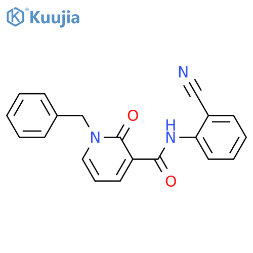 1-benzyl-N-(2-cyanophenyl)-2-oxo-1,2-dihydropyridine-3-carboxamide structure