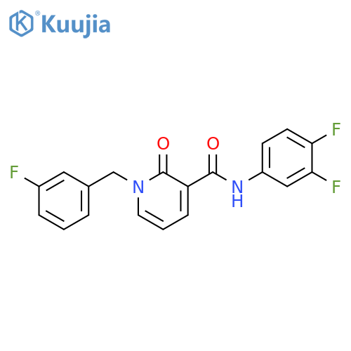 N-(3,4-difluorophenyl)-1-(3-fluorophenyl)methyl-2-oxo-1,2-dihydropyridine-3-carboxamide structure
