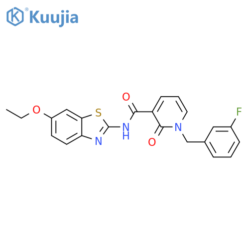 N-(6-ethoxy-1,3-benzothiazol-2-yl)-1-(3-fluorophenyl)methyl-2-oxo-1,2-dihydropyridine-3-carboxamide structure