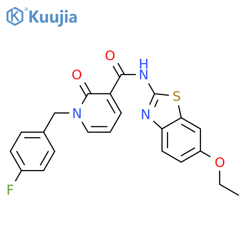 N-(6-ethoxy-1,3-benzothiazol-2-yl)-1-(4-fluorophenyl)methyl-2-oxo-1,2-dihydropyridine-3-carboxamide structure