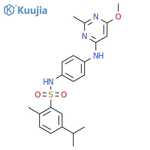 N-{4-(6-methoxy-2-methylpyrimidin-4-yl)aminophenyl}-2-methyl-5-(propan-2-yl)benzene-1-sulfonamide structure