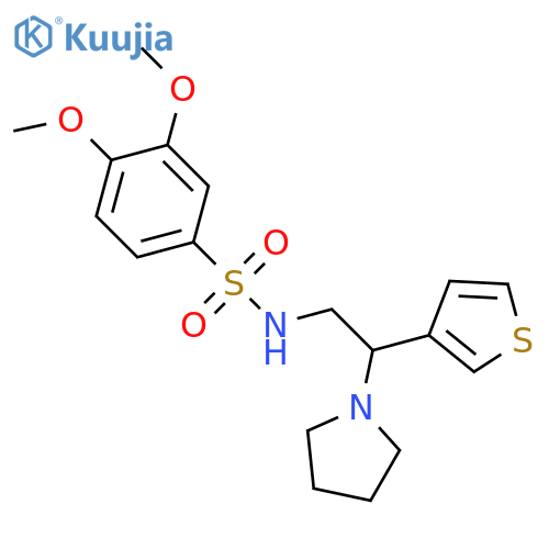 3,4-dimethoxy-N-2-(pyrrolidin-1-yl)-2-(thiophen-3-yl)ethylbenzene-1-sulfonamide structure