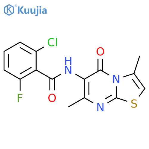 2-chloro-N-{3,7-dimethyl-5-oxo-5H-1,3thiazolo3,2-apyrimidin-6-yl}-6-fluorobenzamide structure
