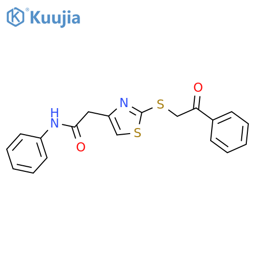 2-{2-(2-oxo-2-phenylethyl)sulfanyl-1,3-thiazol-4-yl}-N-phenylacetamide structure