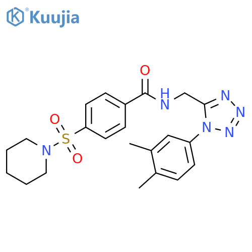 N-{1-(3,4-dimethylphenyl)-1H-1,2,3,4-tetrazol-5-ylmethyl}-4-(piperidine-1-sulfonyl)benzamide structure