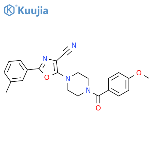 5-4-(4-methoxybenzoyl)piperazin-1-yl-2-(3-methylphenyl)-1,3-oxazole-4-carbonitrile structure