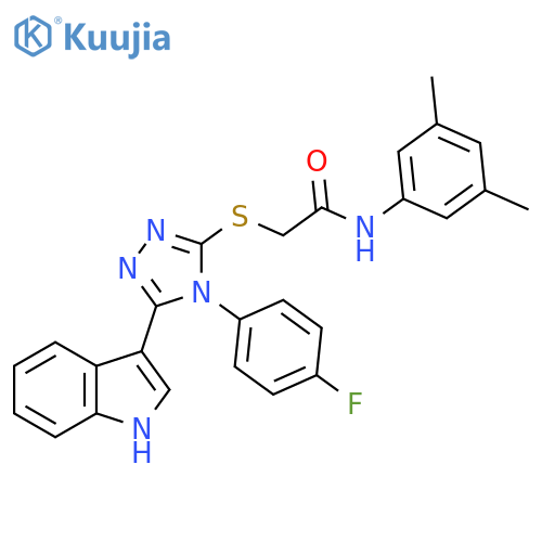 N-(3,5-dimethylphenyl)-2-{4-(4-fluorophenyl)-5-(1H-indol-3-yl)-4H-1,2,4-triazol-3-ylsulfanyl}acetamide structure