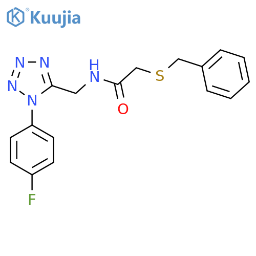 2-(benzylsulfanyl)-N-{1-(4-fluorophenyl)-1H-1,2,3,4-tetrazol-5-ylmethyl}acetamide structure