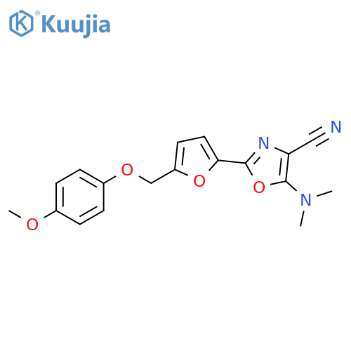 5-(dimethylamino)-2-{5-(4-methoxyphenoxy)methylfuran-2-yl}-1,3-oxazole-4-carbonitrile structure
