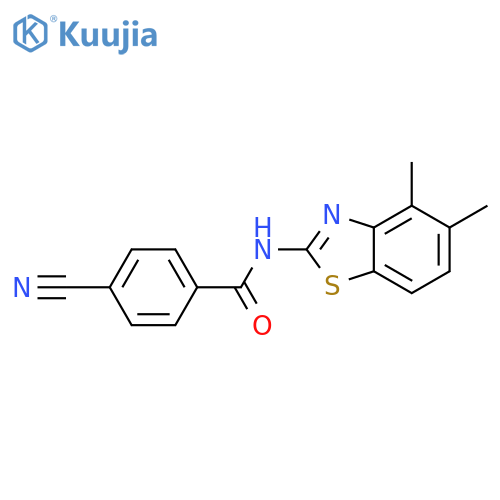 4-cyano-N-(4,5-dimethyl-1,3-benzothiazol-2-yl)benzamide structure