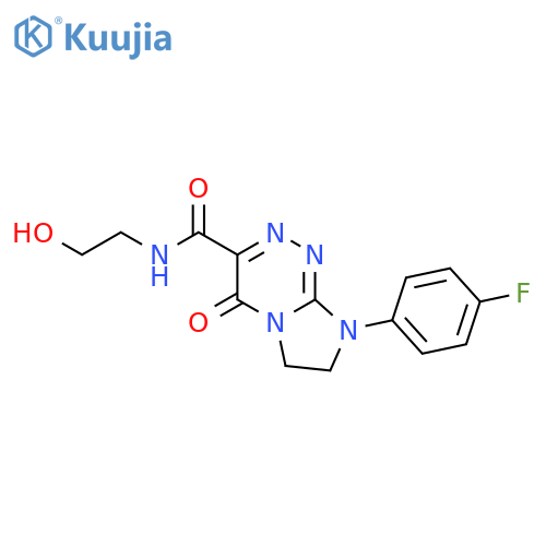 8-(4-fluorophenyl)-N-(2-hydroxyethyl)-4-oxo-4H,6H,7H,8H-imidazo2,1-c1,2,4triazine-3-carboxamide structure