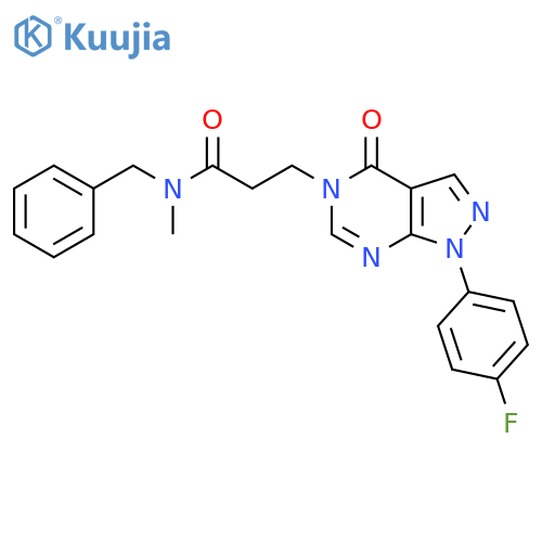 N-benzyl-3-1-(4-fluorophenyl)-4-oxo-1H,4H,5H-pyrazolo3,4-dpyrimidin-5-yl-N-methylpropanamide structure