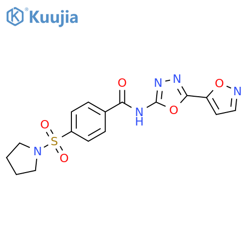 N-5-(1,2-oxazol-5-yl)-1,3,4-oxadiazol-2-yl-4-(pyrrolidine-1-sulfonyl)benzamide structure