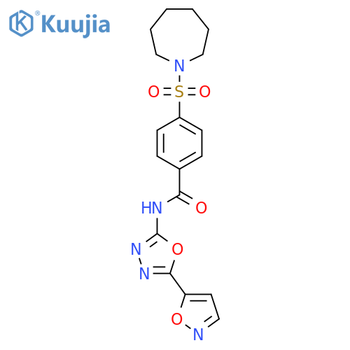 4-(azepane-1-sulfonyl)-N-5-(1,2-oxazol-5-yl)-1,3,4-oxadiazol-2-ylbenzamide structure