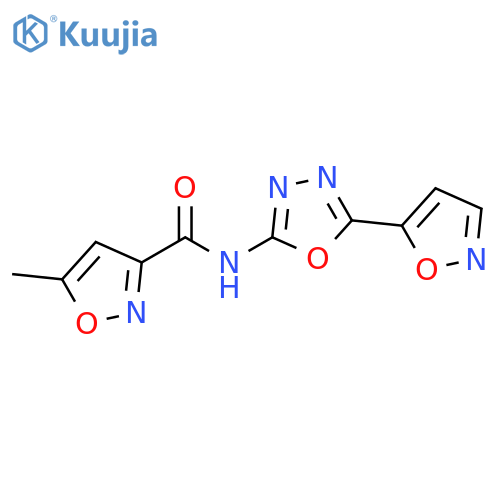 5-methyl-N-5-(1,2-oxazol-5-yl)-1,3,4-oxadiazol-2-yl-1,2-oxazole-3-carboxamide structure