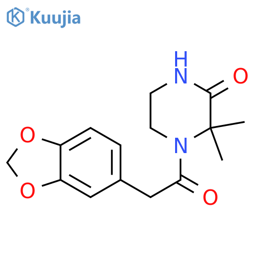 4-2-(2H-1,3-benzodioxol-5-yl)acetyl-3,3-dimethylpiperazin-2-one structure