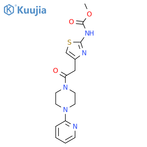 methyl N-(4-{2-oxo-2-4-(pyridin-2-yl)piperazin-1-ylethyl}-1,3-thiazol-2-yl)carbamate structure