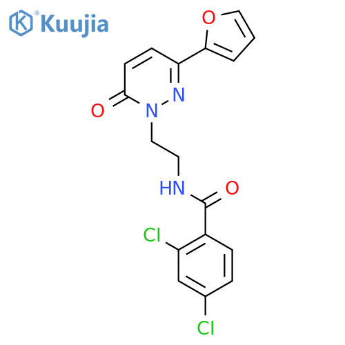 2,4-dichloro-N-{2-3-(furan-2-yl)-6-oxo-1,6-dihydropyridazin-1-ylethyl}benzamide structure