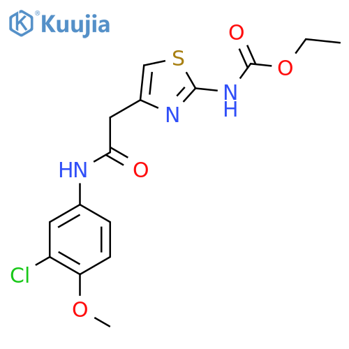 ethyl N-(4-{(3-chloro-4-methoxyphenyl)carbamoylmethyl}-1,3-thiazol-2-yl)carbamate structure