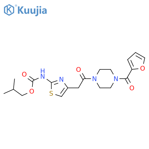2-methylpropyl N-(4-{2-4-(furan-2-carbonyl)piperazin-1-yl-2-oxoethyl}-1,3-thiazol-2-yl)carbamate structure