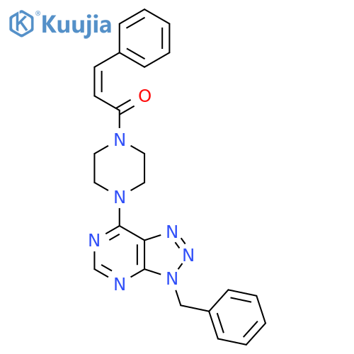 (2Z)-1-(4-{3-benzyl-3H-1,2,3triazolo4,5-dpyrimidin-7-yl}piperazin-1-yl)-3-phenylprop-2-en-1-one structure