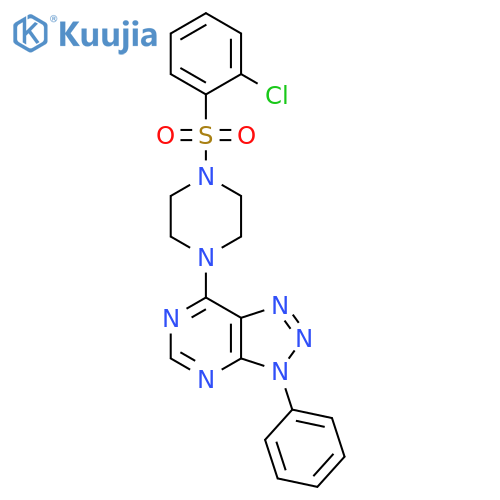 1-(2-chlorobenzenesulfonyl)-4-{3-phenyl-3H-1,2,3triazolo4,5-dpyrimidin-7-yl}piperazine structure