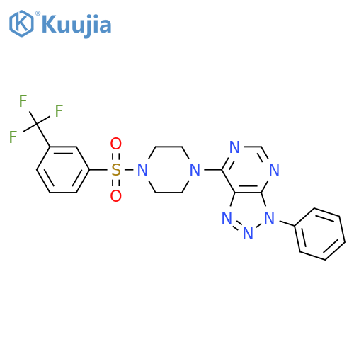 1-{3-phenyl-3H-1,2,3triazolo4,5-dpyrimidin-7-yl}-4-3-(trifluoromethyl)benzenesulfonylpiperazine structure