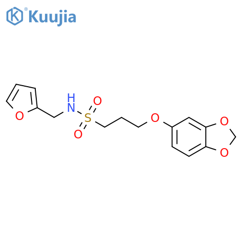 3-(2H-1,3-benzodioxol-5-yloxy)-N-(furan-2-yl)methylpropane-1-sulfonamide structure