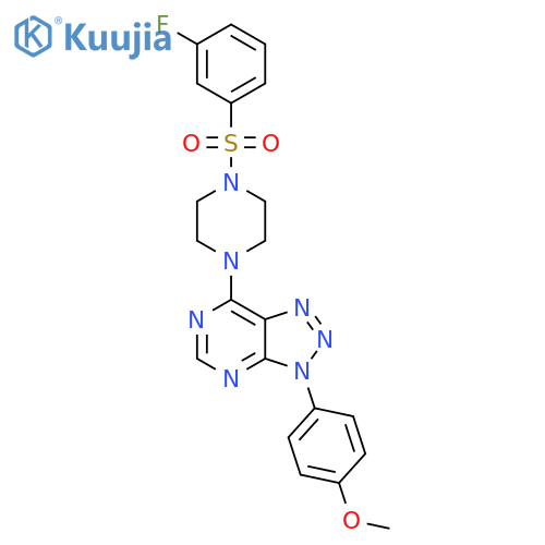 1-(3-fluorobenzenesulfonyl)-4-3-(4-methoxyphenyl)-3H-1,2,3triazolo4,5-dpyrimidin-7-ylpiperazine structure