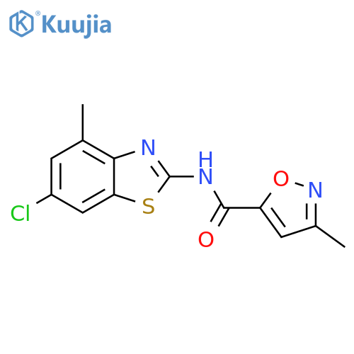 N-(6-chloro-4-methyl-1,3-benzothiazol-2-yl)-3-methyl-1,2-oxazole-5-carboxamide structure