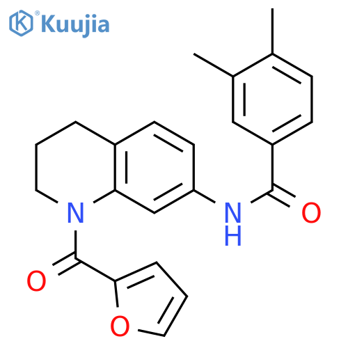 N-1-(furan-2-carbonyl)-1,2,3,4-tetrahydroquinolin-7-yl-3,4-dimethylbenzamide structure