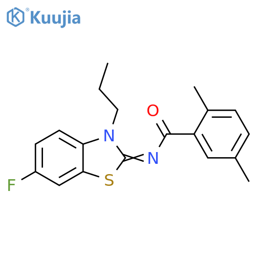 N-(2Z)-6-fluoro-3-propyl-2,3-dihydro-1,3-benzothiazol-2-ylidene-2,5-dimethylbenzamide structure