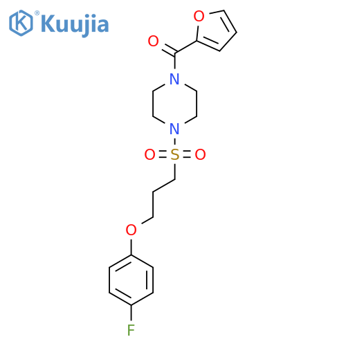 1-3-(4-fluorophenoxy)propanesulfonyl-4-(furan-2-carbonyl)piperazine structure