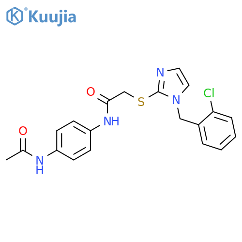 2-({1-(2-chlorophenyl)methyl-1H-imidazol-2-yl}sulfanyl)-N-(4-acetamidophenyl)acetamide structure