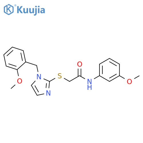 N-(3-methoxyphenyl)-2-({1-(2-methoxyphenyl)methyl-1H-imidazol-2-yl}sulfanyl)acetamide structure