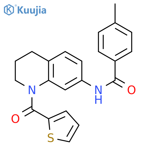 4-methyl-N-1-(thiophene-2-carbonyl)-1,2,3,4-tetrahydroquinolin-7-ylbenzamide structure