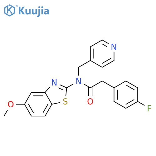 2-(4-fluorophenyl)-N-(5-methoxy-1,3-benzothiazol-2-yl)-N-(pyridin-4-yl)methylacetamide structure