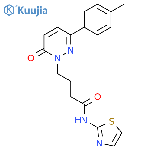4-3-(4-methylphenyl)-6-oxo-1,6-dihydropyridazin-1-yl-N-(1,3-thiazol-2-yl)butanamide structure