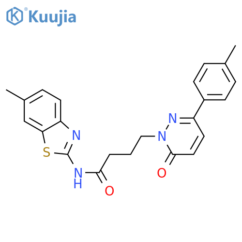 N-(6-methyl-1,3-benzothiazol-2-yl)-4-3-(4-methylphenyl)-6-oxo-1,6-dihydropyridazin-1-ylbutanamide structure