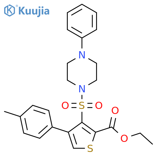 ethyl 4-(4-methylphenyl)-3-(4-phenylpiperazin-1-yl)sulfonylthiophene-2-carboxylate structure