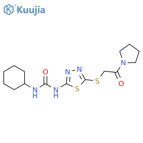 1-cyclohexyl-3-(5-{2-oxo-2-(pyrrolidin-1-yl)ethylsulfanyl}-1,3,4-thiadiazol-2-yl)urea structure