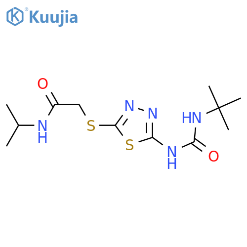 2-({5-(tert-butylcarbamoyl)amino-1,3,4-thiadiazol-2-yl}sulfanyl)-N-(propan-2-yl)acetamide structure