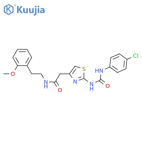 2-(2-{(4-chlorophenyl)carbamoylamino}-1,3-thiazol-4-yl)-N-2-(2-methoxyphenyl)ethylacetamide structure