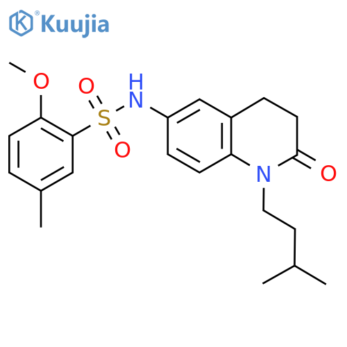 2-methoxy-5-methyl-N-1-(3-methylbutyl)-2-oxo-1,2,3,4-tetrahydroquinolin-6-ylbenzene-1-sulfonamide structure