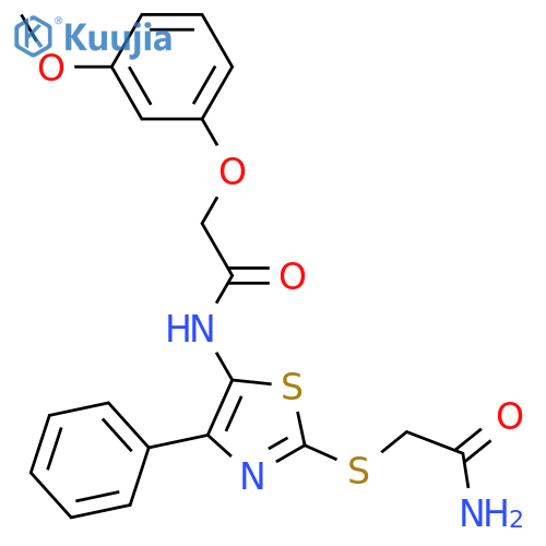 N-{2-(carbamoylmethyl)sulfanyl-4-phenyl-1,3-thiazol-5-yl}-2-(3-methoxyphenoxy)acetamide structure