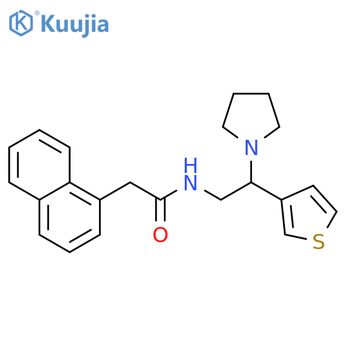 2-(naphthalen-1-yl)-N-2-(pyrrolidin-1-yl)-2-(thiophen-3-yl)ethylacetamide structure