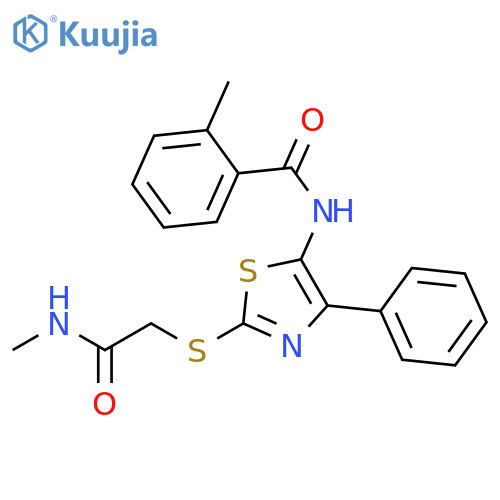 2-methyl-N-(2-{(methylcarbamoyl)methylsulfanyl}-4-phenyl-1,3-thiazol-5-yl)benzamide structure