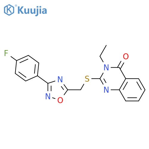 3-ethyl-2-({3-(4-fluorophenyl)-1,2,4-oxadiazol-5-ylmethyl}sulfanyl)-3,4-dihydroquinazolin-4-one structure