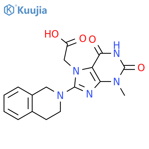 2-3-methyl-2,6-dioxo-8-(1,2,3,4-tetrahydroisoquinolin-2-yl)-2,3,6,7-tetrahydro-1H-purin-7-ylacetic acid structure