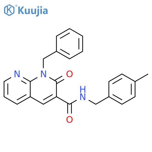 1-benzyl-N-(4-methylphenyl)methyl-2-oxo-1,2-dihydro-1,8-naphthyridine-3-carboxamide structure